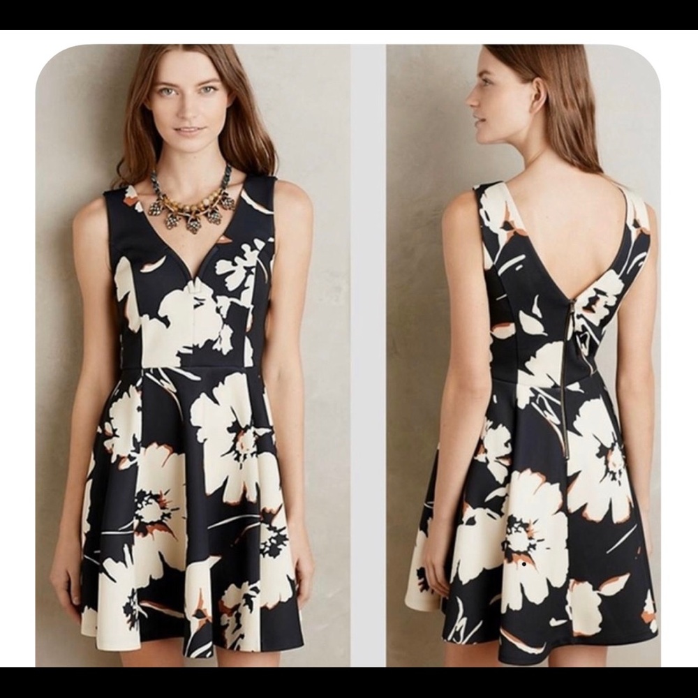 Anthropologie Maeve Black Floral Dress